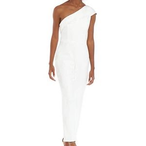 ADRIANNA PAPELL SZ 10 white one shoulder jumpsuit asymmetrical NWT B85